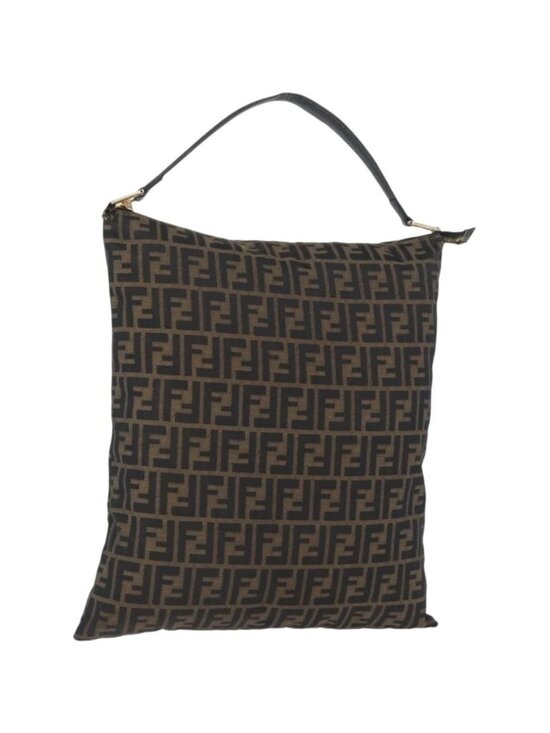 Fendi | Bags | Fendi Zucca Canvas Shoulder Bag Black Brown | Poshmark